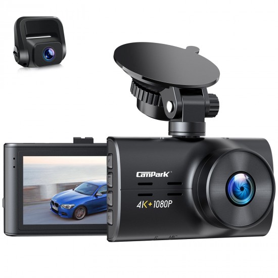 Campark DC30A Dash Cam Native 4K Front and 1080P Rear Car Camera