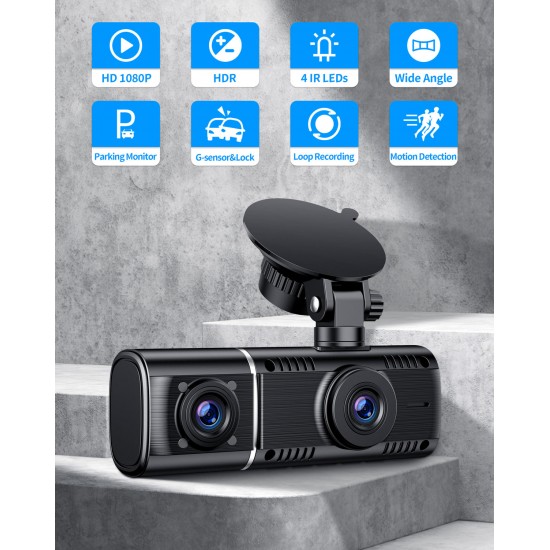 Campark C310 1080P Front and Inside Dash Cam With HDR Backup Camera