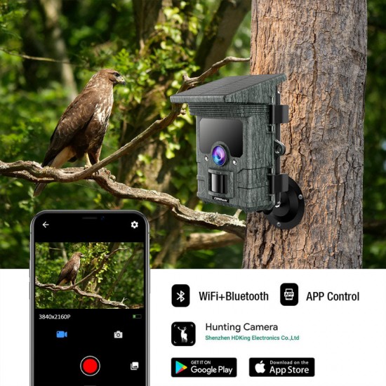 Campark T300/TC02 4K 30MP Solar Powered WiFi Bluetooth Trail Camera