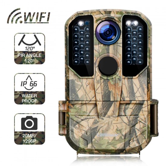 Campark T75 WiFi Trail Camera 20MP 1296P Remote Control Hunting Game Camera