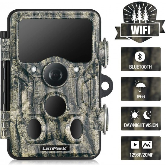 Campark T86 WiFi Bluetooth Trail Camera 20MP 1296P Game Hunting Camera