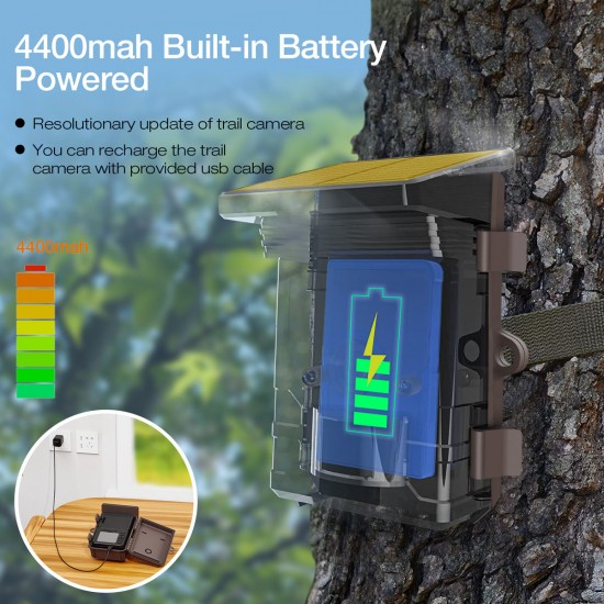 Campark TC09 30MP 2.7K USB Rechargeable Solar Trail Camera With 3-IN-1 Power Supply ( No WiFi )