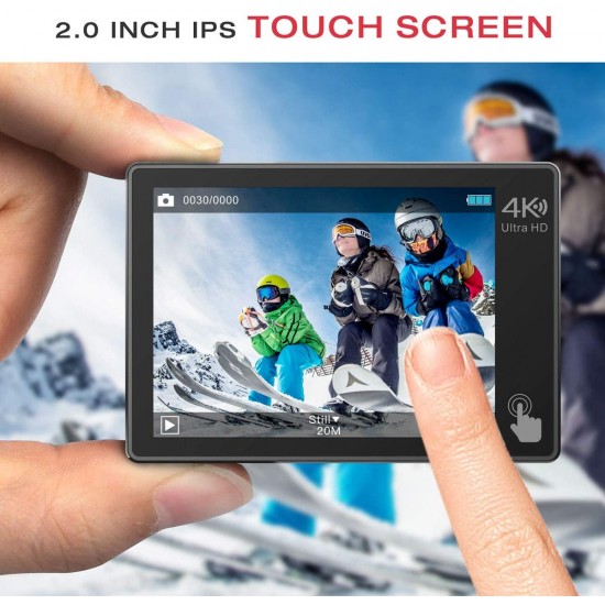 Campark X20C Action Camera Native 4K Ultra HD 20MP with EIS Stablization Touch Screen 