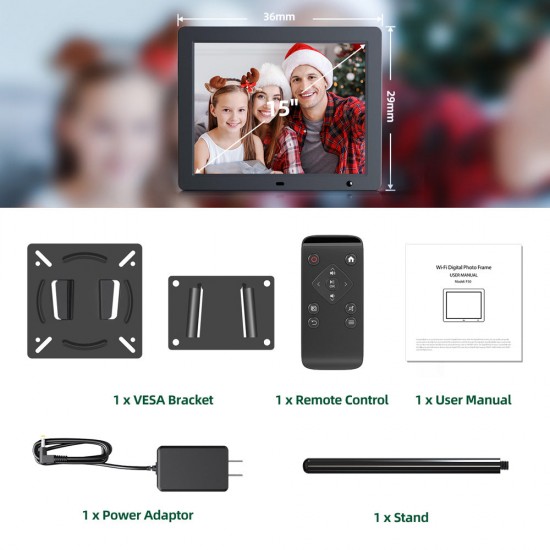 Jeemak F50 15" HD WiFi Multifunctional Digital Photo Frame With Large Storage