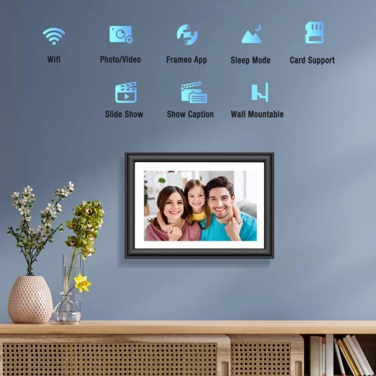 Jeemak PF03 10.1'' IPS Touch Screen AutoRotate Digital Wooden Photo Frame