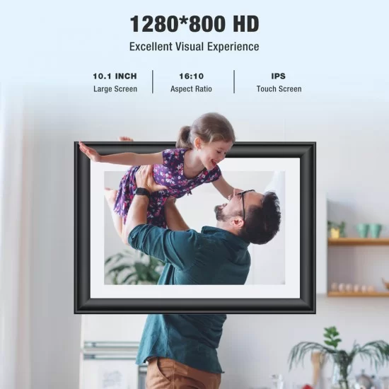 Jeemak PF03 10.1'' IPS Touch Screen AutoRotate Digital Wooden Photo Frame