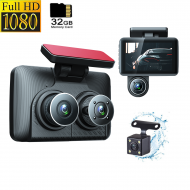 3-camera 4'' Dash Cam HD 1080P Infrared Night Vision Car Camera with 32G TF Card 3-camera 4'' Dash Cam HD 1080P Infrared Night Vision Car Camera with 32G TF Card