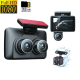 3-camera 4'' Dash Cam HD 1080P Infrared Night Vision Car Camera with 32G TF Card