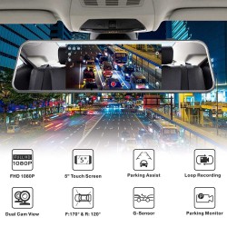 Campark R5 Video Streaming Rearview Mirror Dual 1080P Touch Screen Dash Cam and Backup Camera Campark R5 Video Streaming Rearview Mirror Dual 1080P Touch Screen Dash Cam and Backup Camera