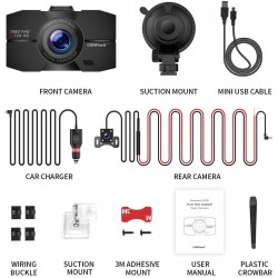 Campark DC02 Dash Cam Front and Rear Full HD Dual Dashboard Camera for Cars with 3 Inches Screen Campark DC02 Dash Cam Front and Rear Full HD Dual Dashboard Camera for Cars with 3 Inches Screen