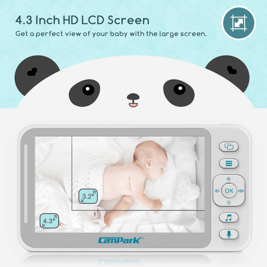 Campark BM40 Smart Night Vision 4.3 inch Split Screen Video Baby Monitor