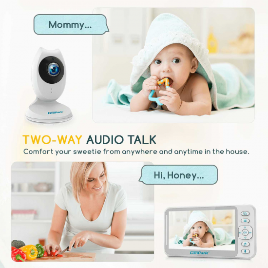 Campark BM40 Smart Night Vision 4.3 inch Split Screen Video Baby Monitor